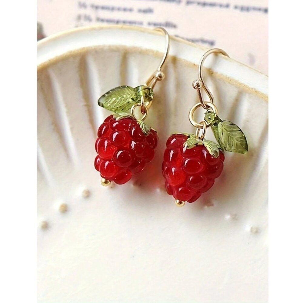 Dangle RASPBERRY DROP EARRINGS MODCLOTH